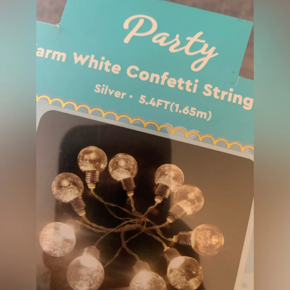 Party Warm White Confetti String Light - Silver
